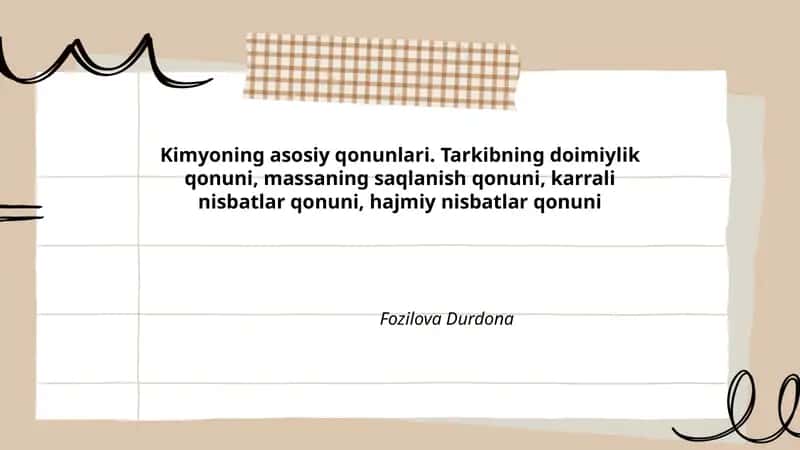 Kimyoning asosiy qonunlari