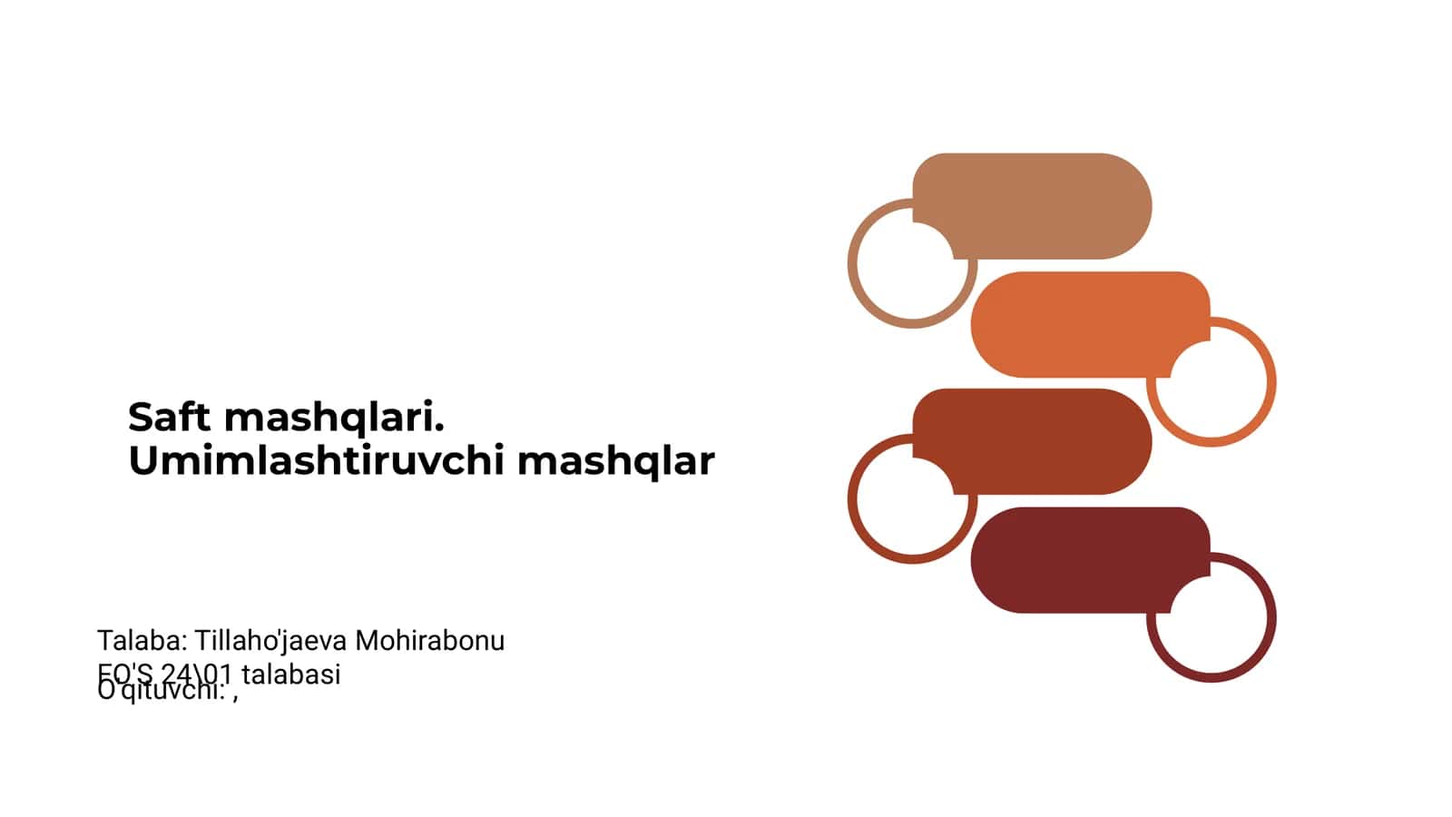 Saft mashqlari. Umimlashtiruvchi mashqlar