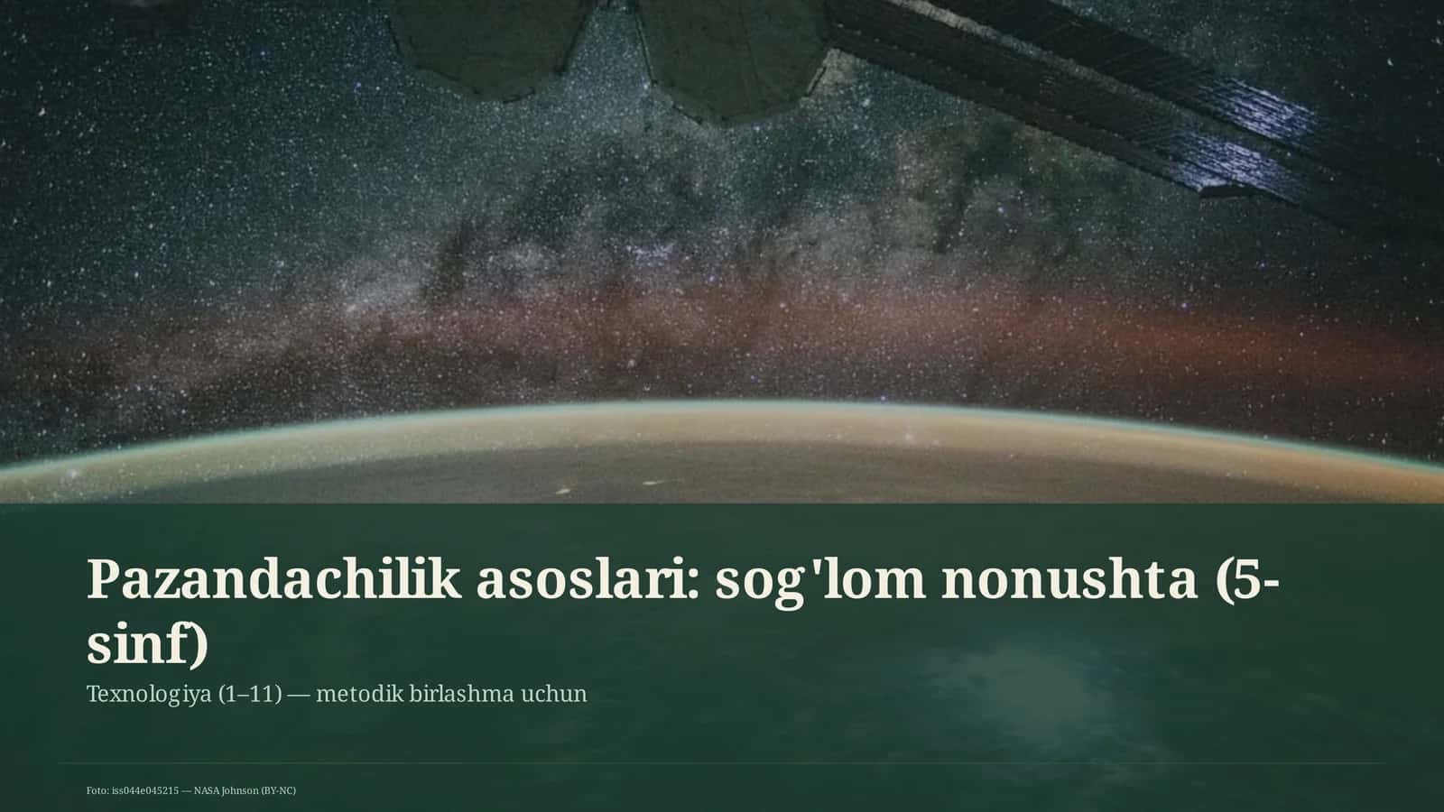 Pazandachilik asoslari: sog'lom nonushta (5-sinf)