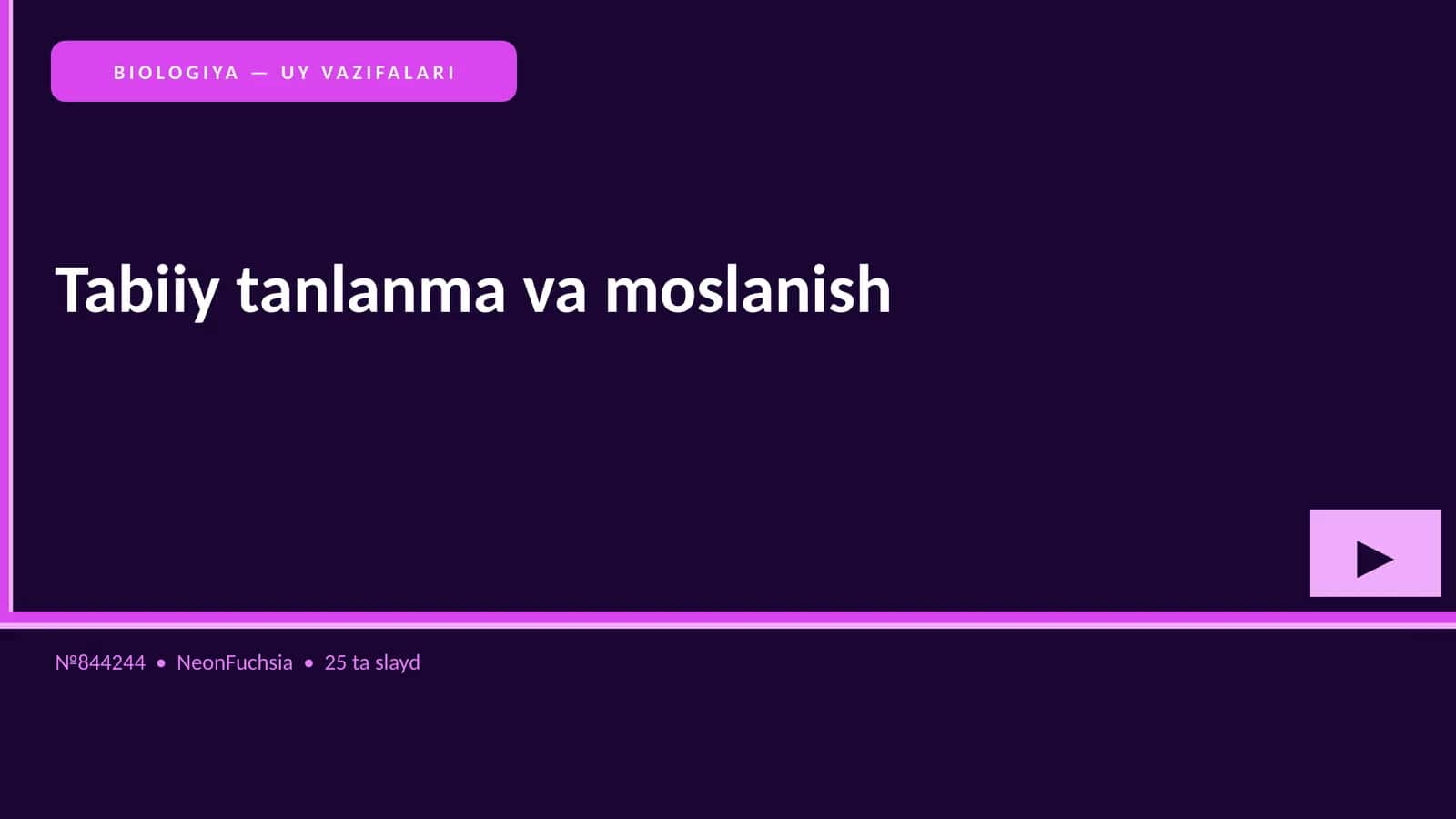 BIOLOGIYA — UY VAZIFALARI