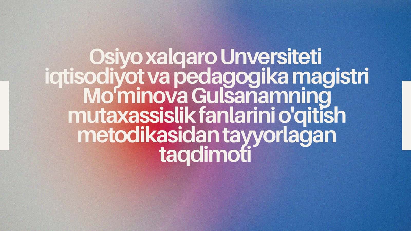 Mo'minova Gulsanamning mutaxassislik fanlarini o'qitish metodikasi