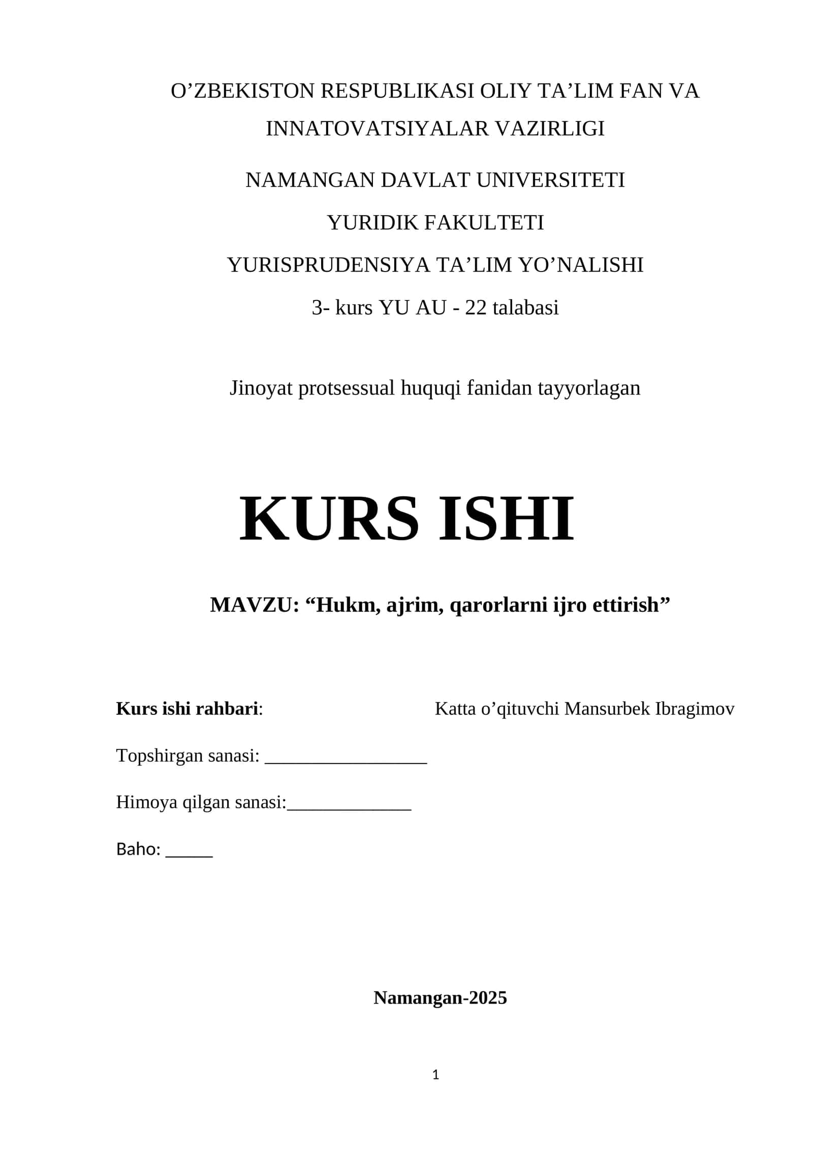 Hukm, ajrim, qarorlarni ijro ettirish