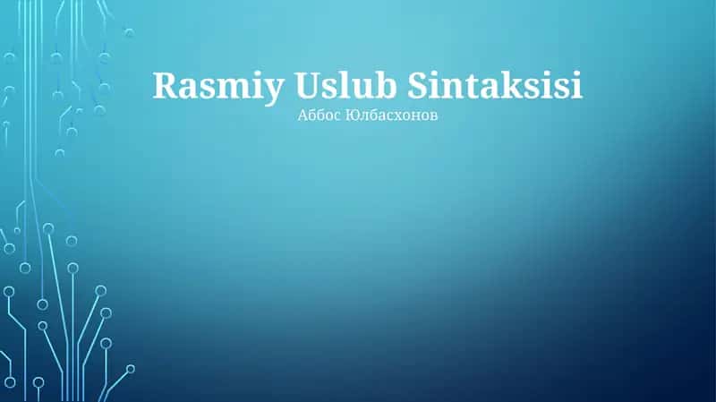 Rasmiy Uslub Sintaksisi