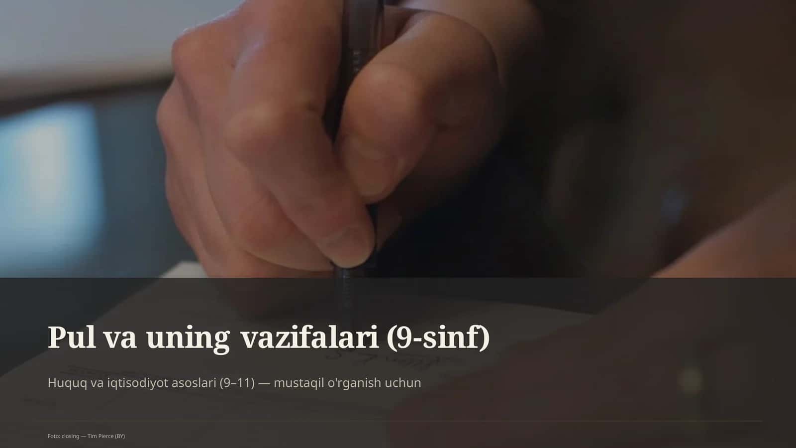 Pul va uning vazifalari (9-sinf)