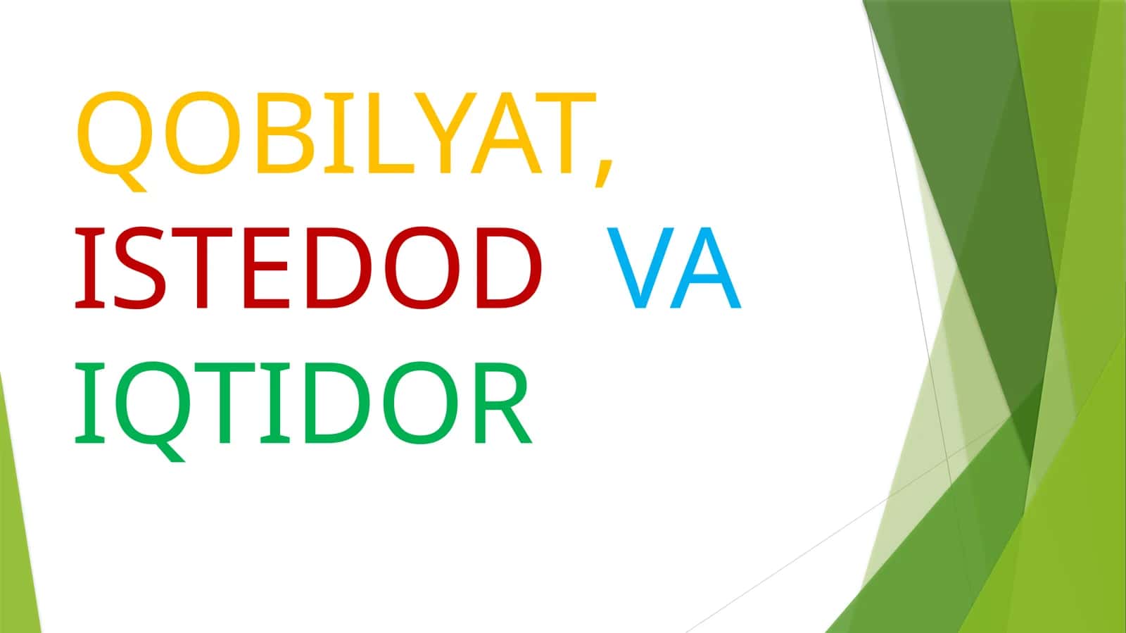 QOBILYAT, ISTEDOD VA IQTIDOR