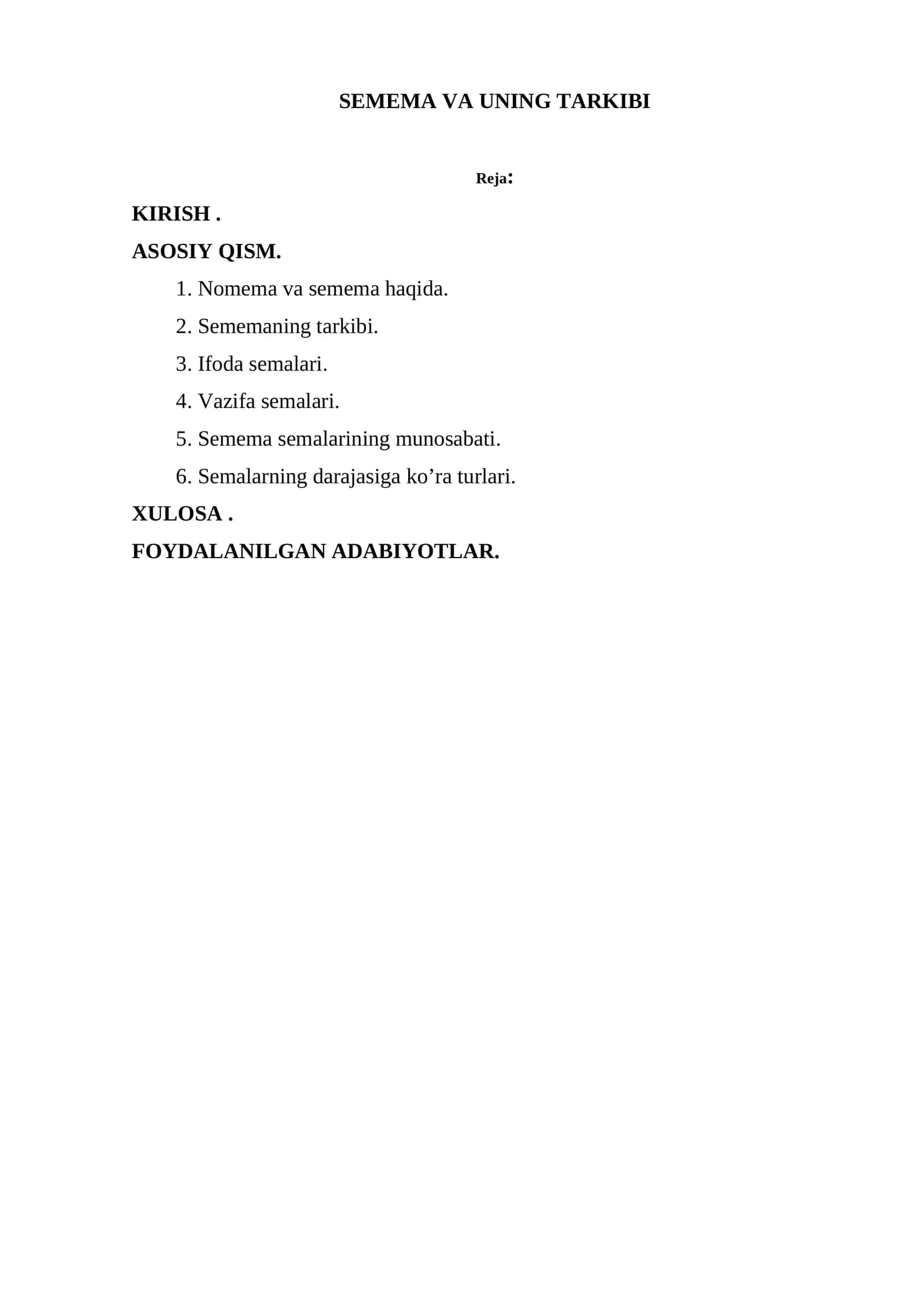 SEMEMA VA UNING TARKIBI