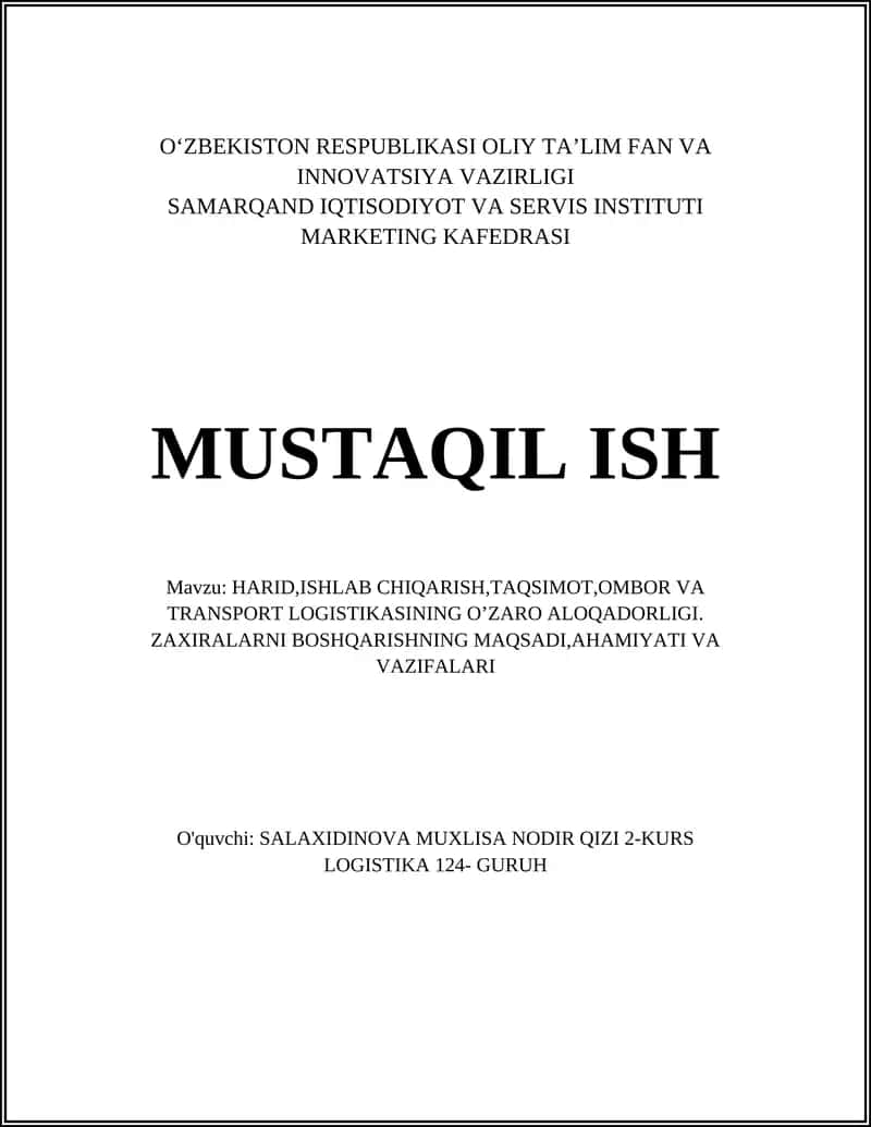 Xarid va ta'minot-logistika