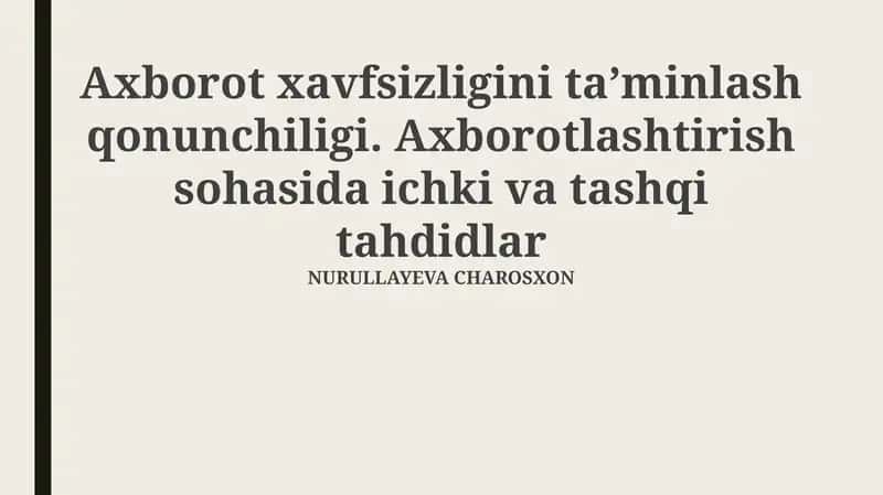 Axborot xavfsizligini taʼminlash qonunchiligi