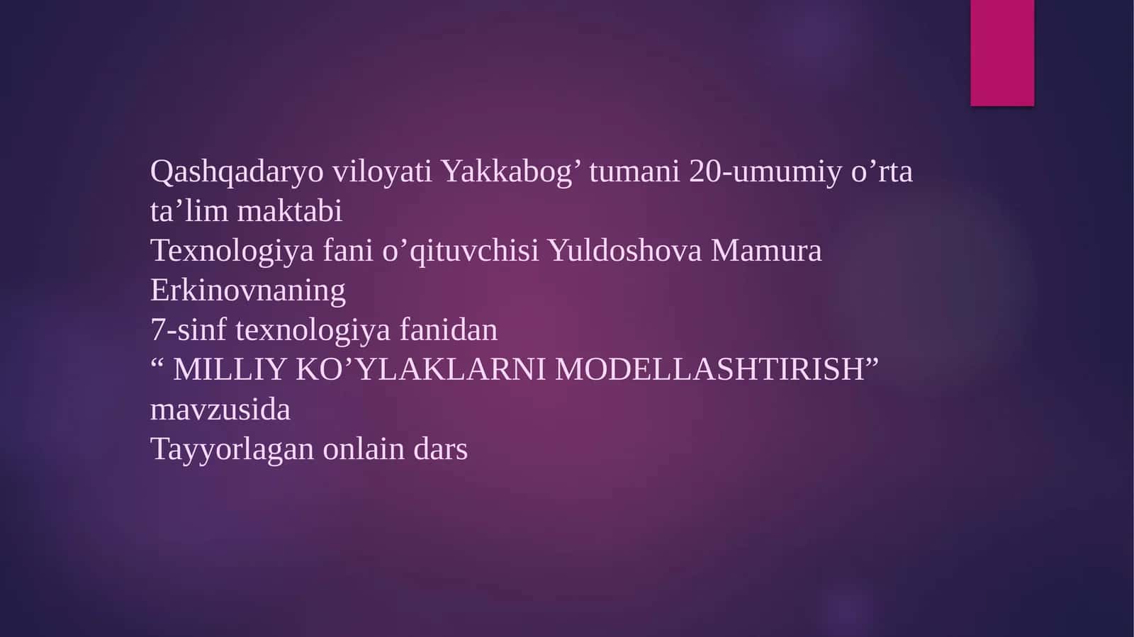 MILLIY KO’YLAKLARNI MODELLASHTIRISH