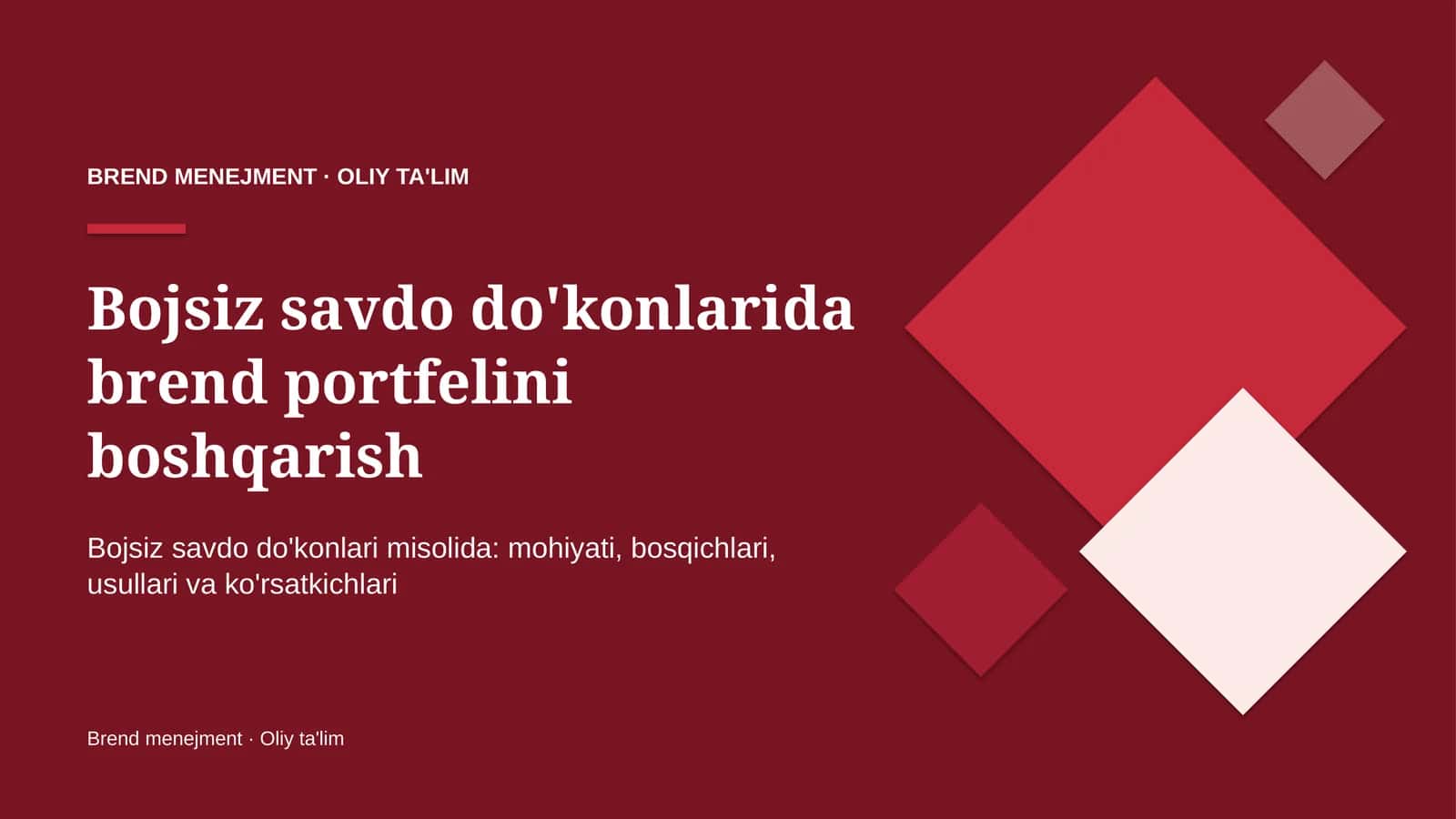 Bojsiz savdo do'konlarida brend portfelini boshqarish