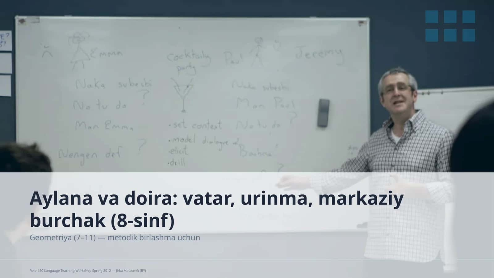 Aylana va doira: vatar, urinma, markaziy burchak (8-sinf)