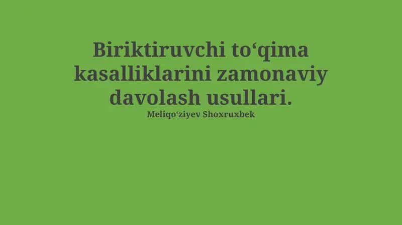 Zamonaviy davolash usullari