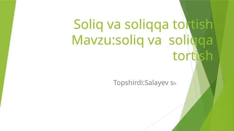 Soliq va soliqqa tortish