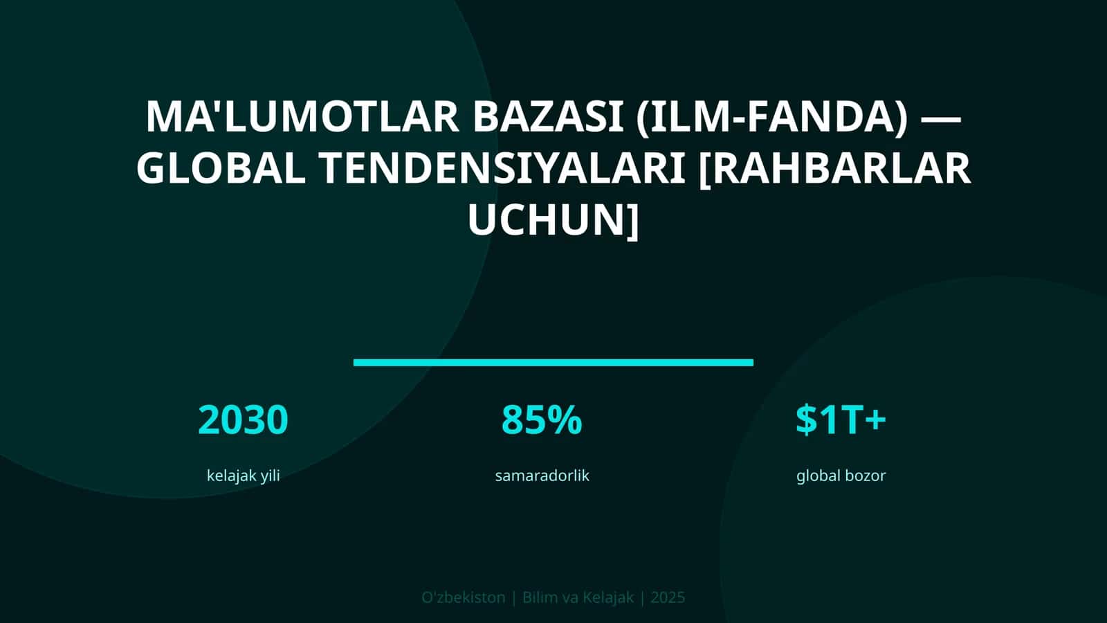 Ma'lumotlar bazasi (ilm-fanda) — global tendensiyalari [rahbarlar uchun]