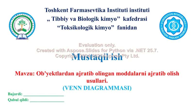 13. Ob'yektlardan ajratib olingan moddalarni ajratib olish usullari. Venn diagrammasi.