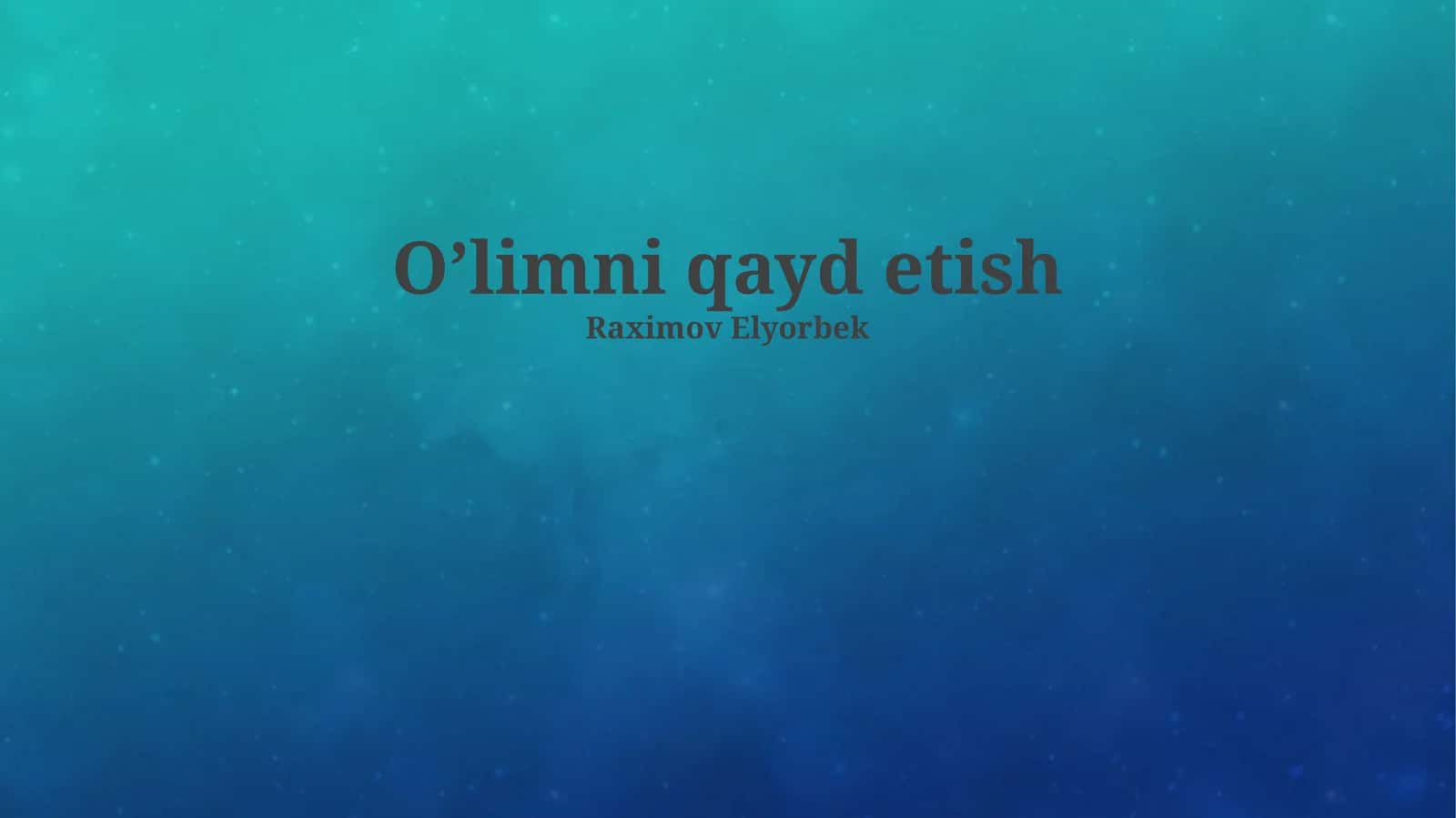 Oʼlimni qayd etish