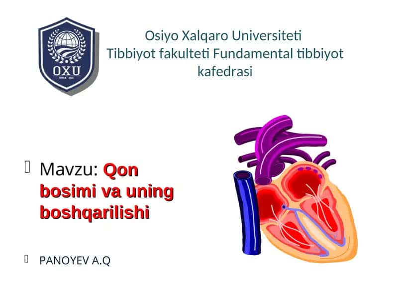Qon bosimi va uning boshqarilishi