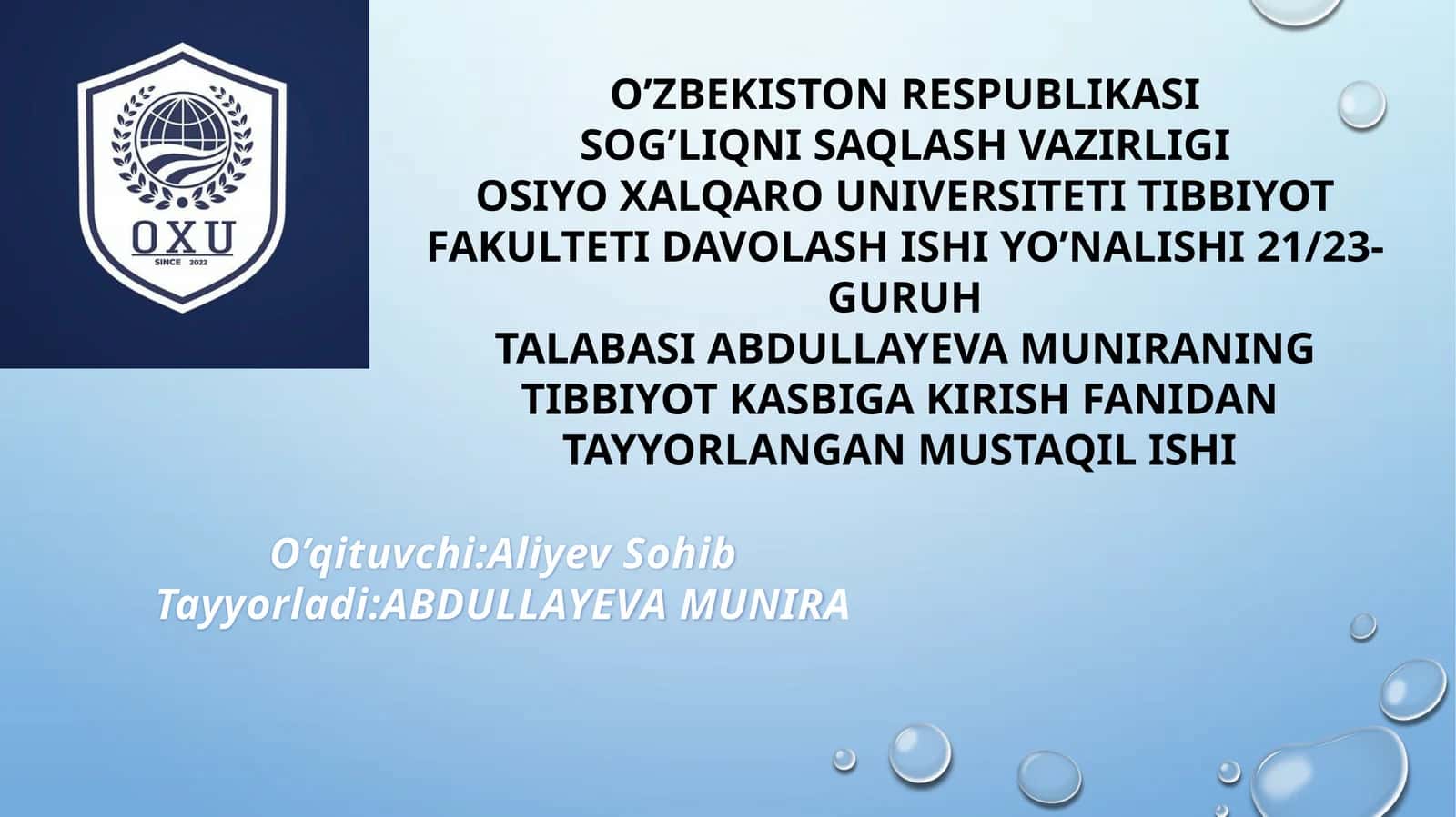 Tibbiyot deontologiyasi va uning asoslari