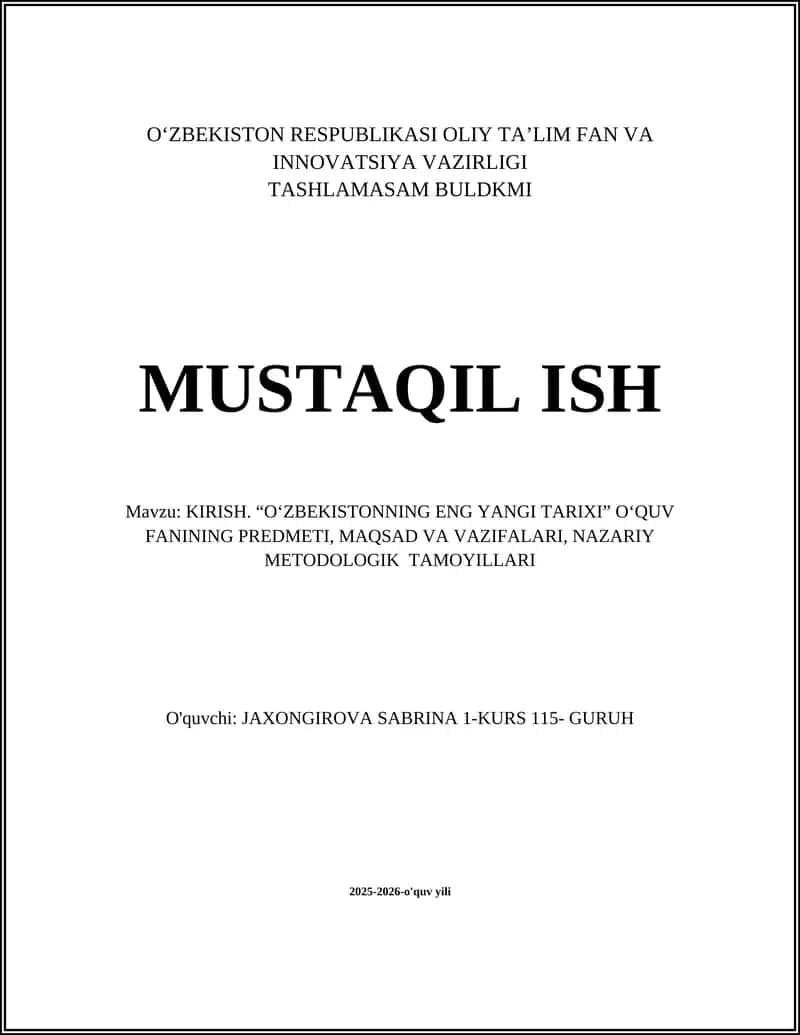 O‘zbekistonning eng yangi tarixi