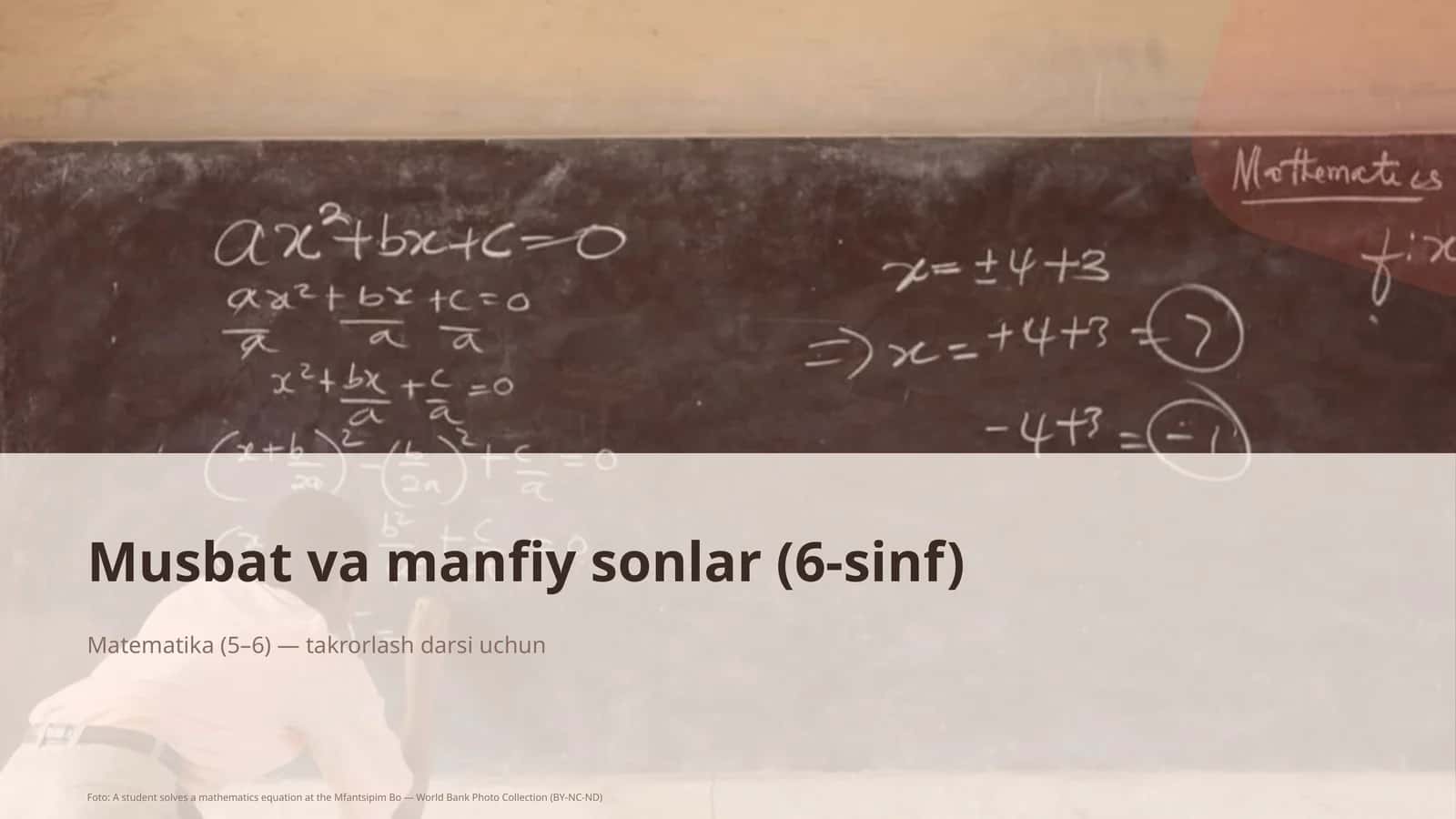 Musbat va manfiy sonlar (6-sinf)