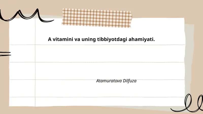 A vitamini va uning tibbiyotdagi ahamiyati