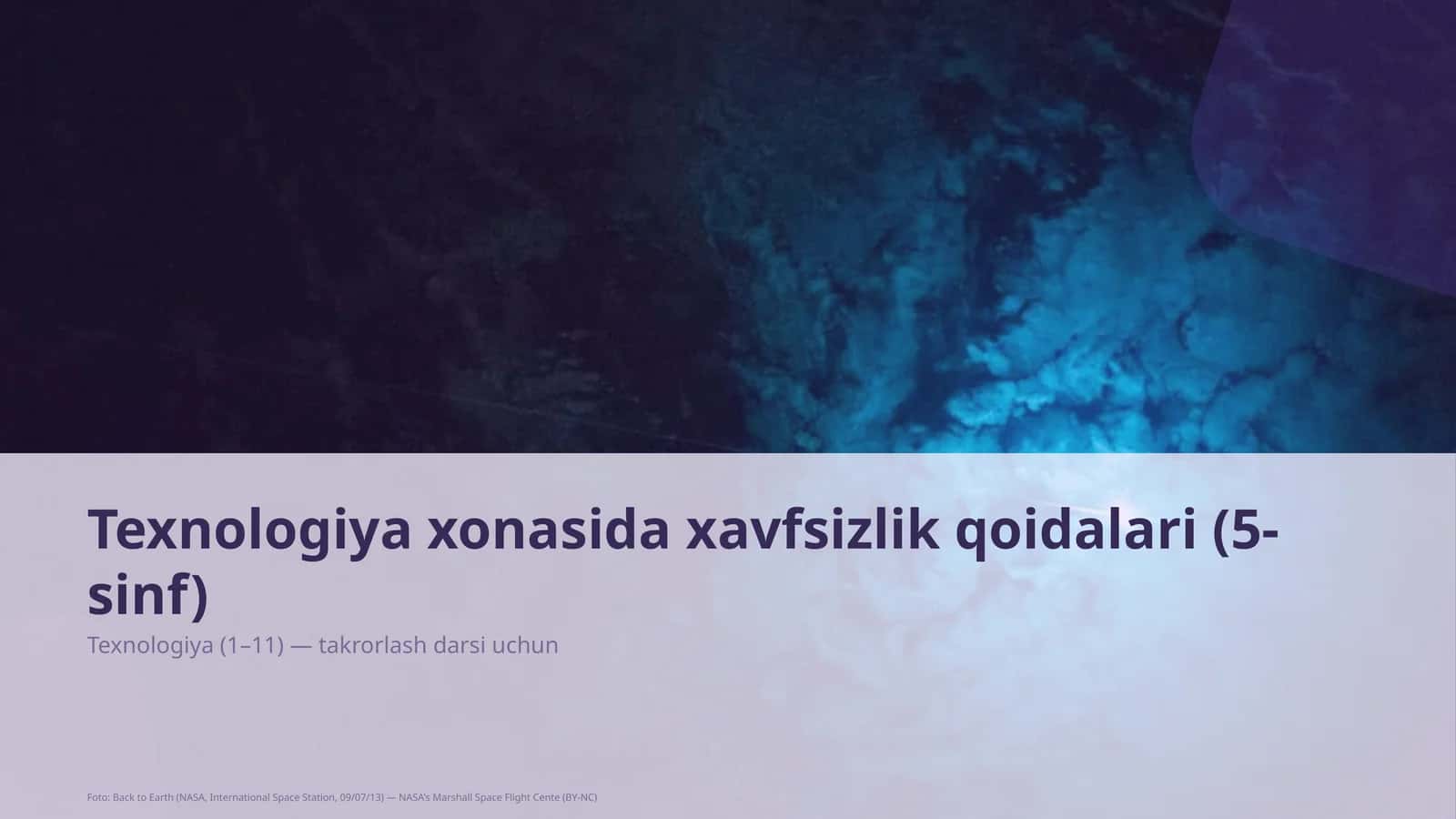 Texnologiya xonasida xavfsizlik qoidalari (5-sinf)