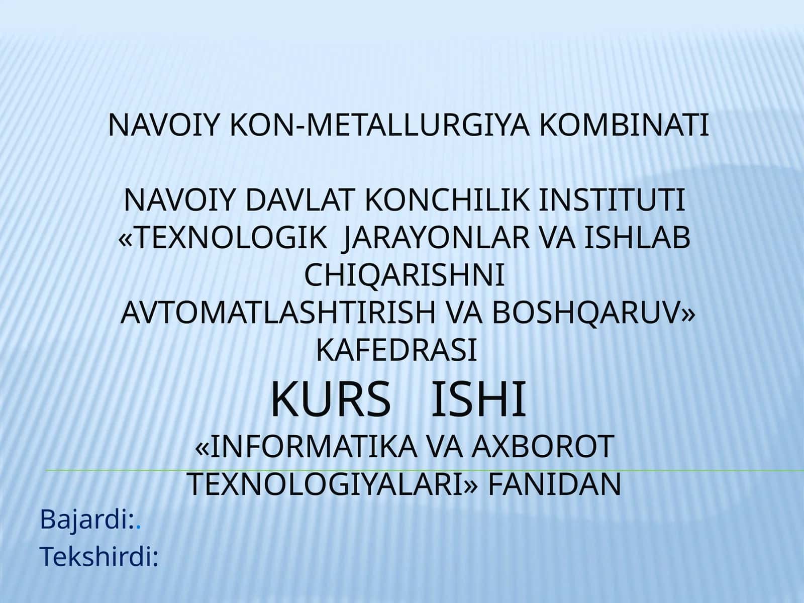 Informatika va axborot texnologiyalari fanidan boshqaruv kursi