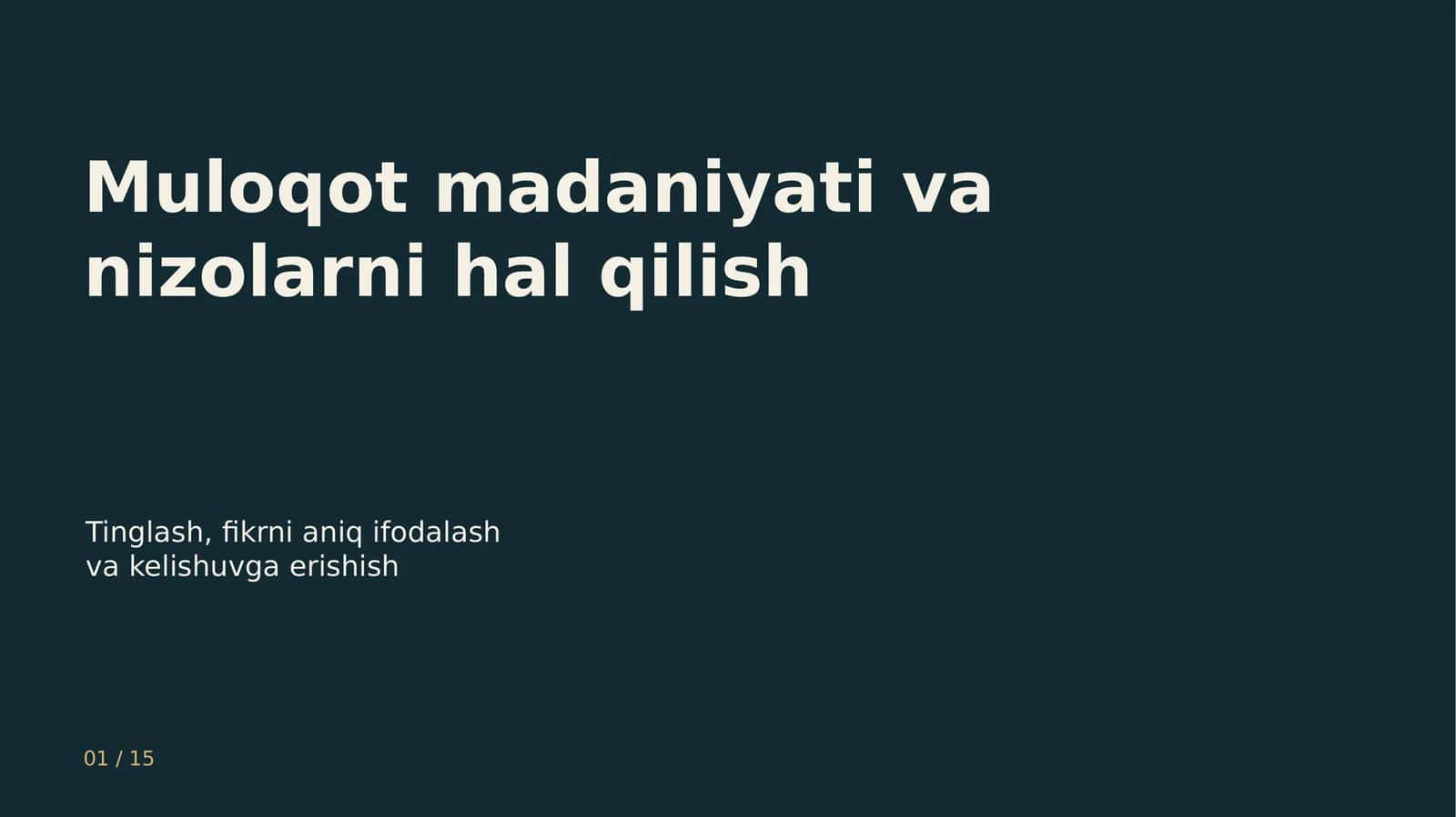 Muloqot madaniyati va nizolarni hal qilish