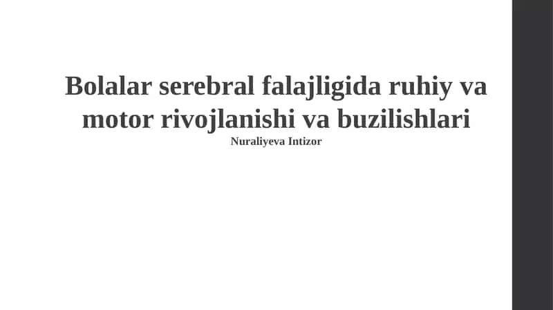 Miya falaji bo'lgan bolalarda aqliy rivojlanish