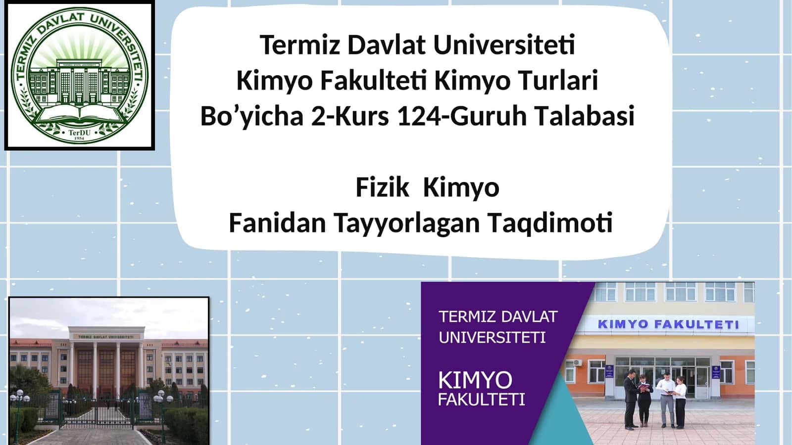 Fizik Kimyo Fanidan Tayyorlagan Taqdimoti