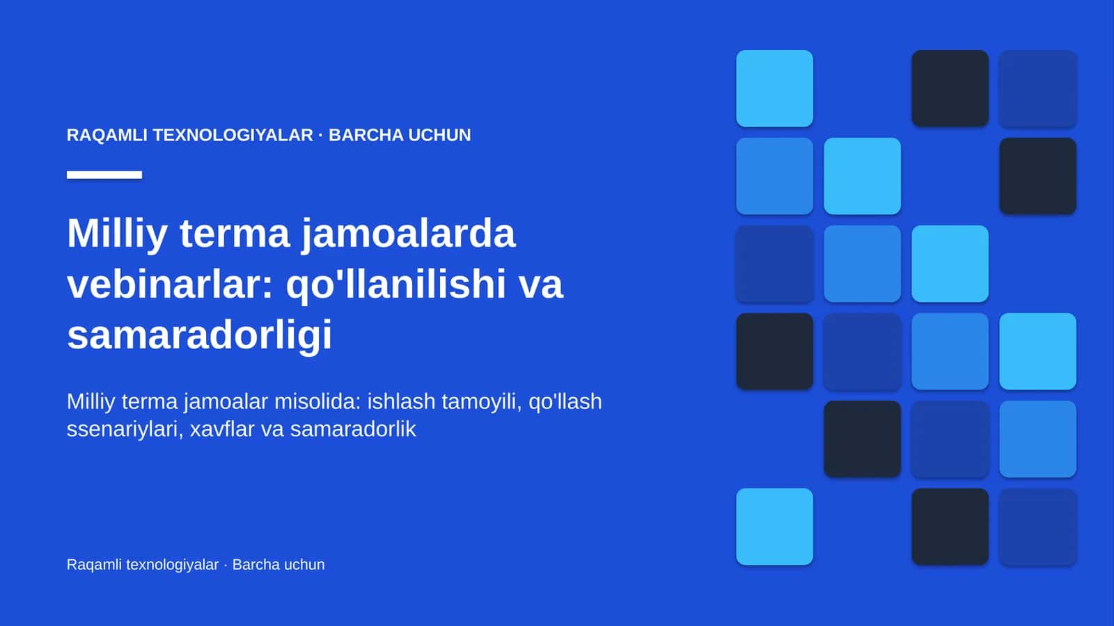 Vebinar — internet orqali jonli o'tkaziladigan seminar yoki taqdimot