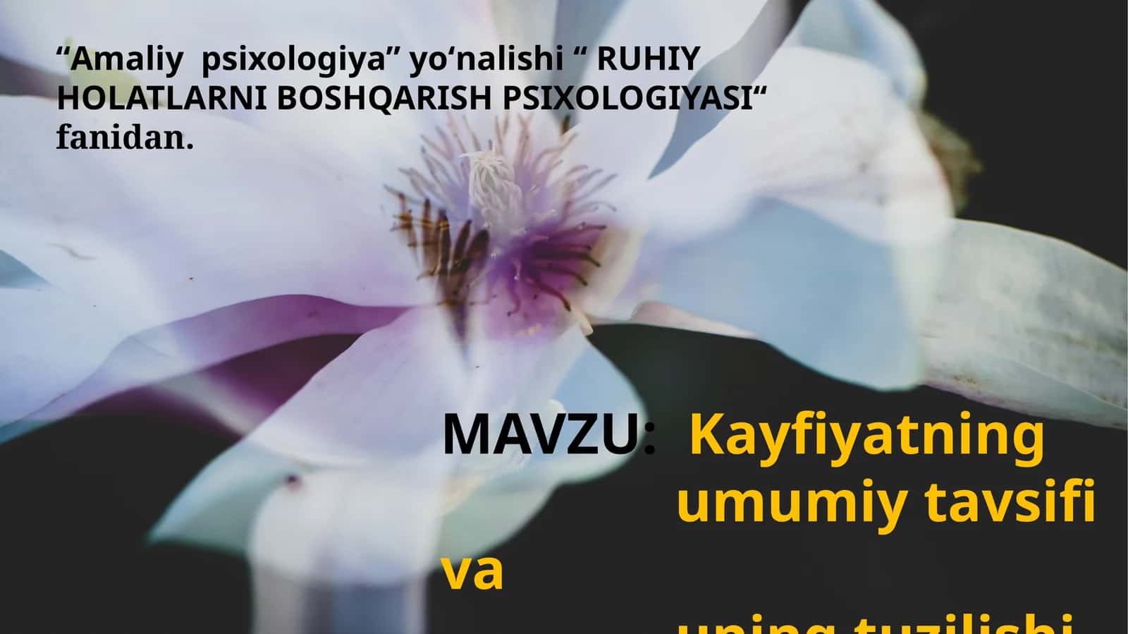 Kayfiyatning umumiytavsifi va uning tuzilishi