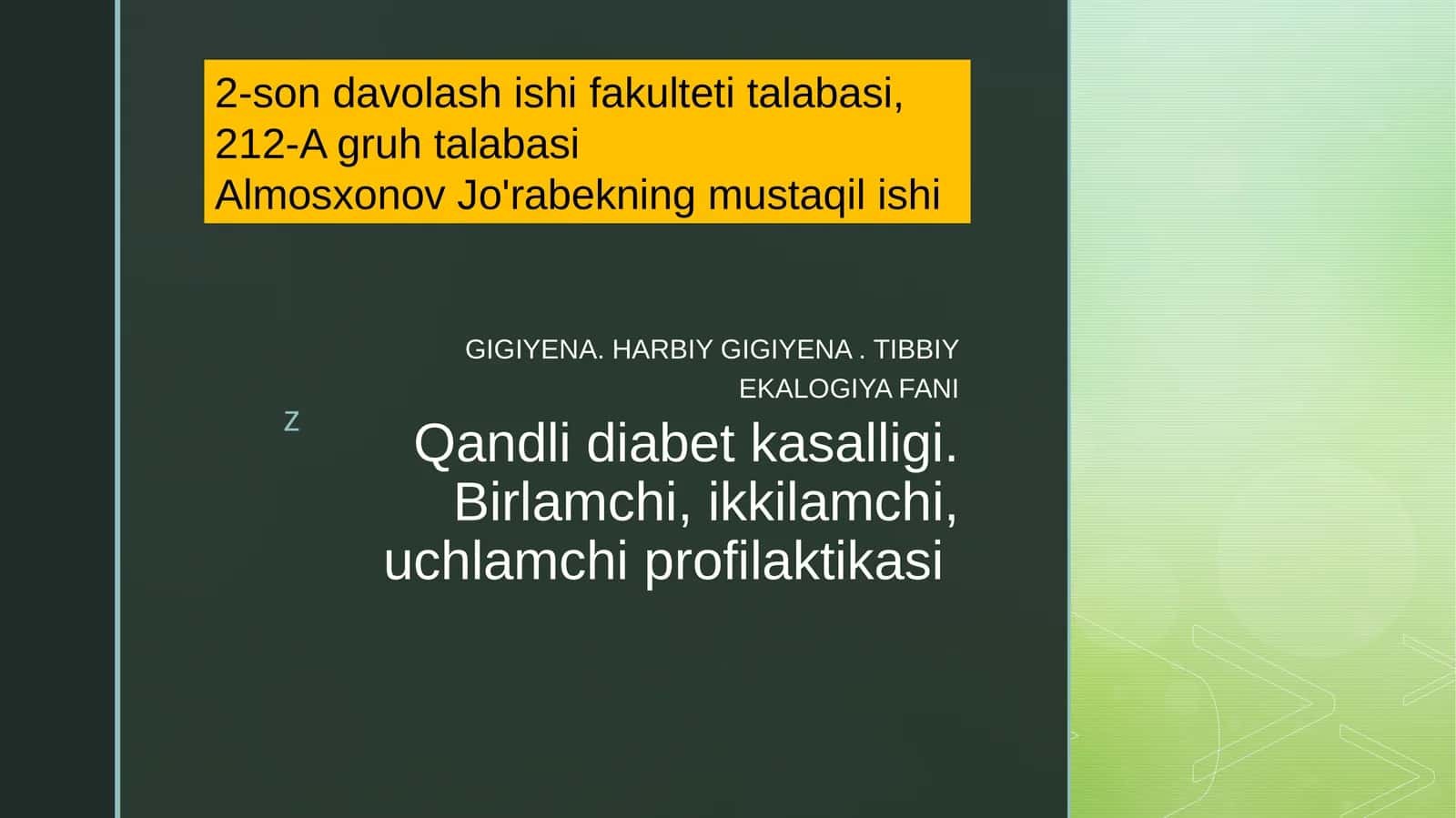Qandli diabetning Klinik ta’rifi