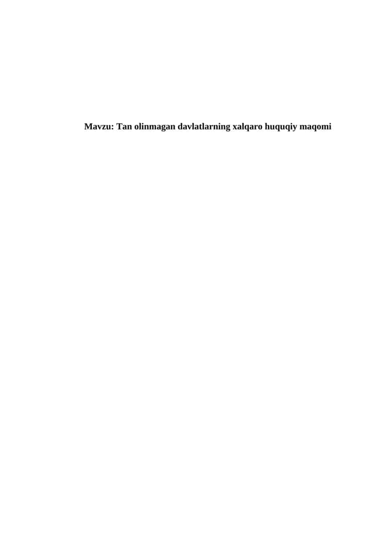 Tan olinmagan davlatlarning xalqaro huquqiy maqomi