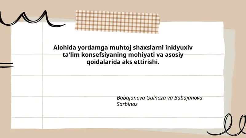 Inklyuziv Ta'lim Konsefsiyasi