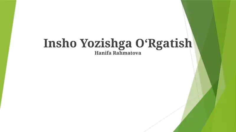 Insho Yozishga OʻRgatish