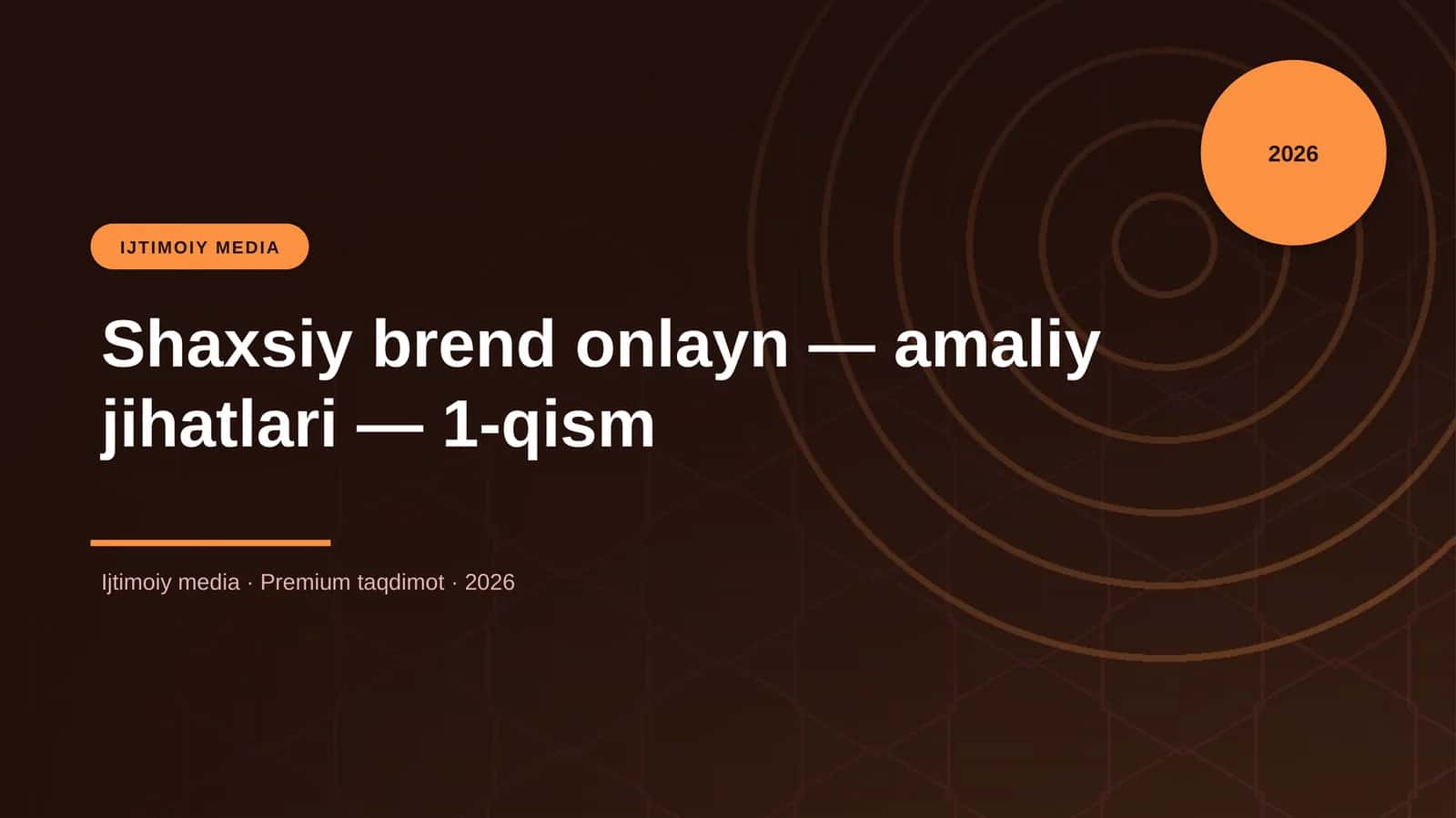 Shaxsiy brend onlayn — amaliy jihatlari — 1-qism