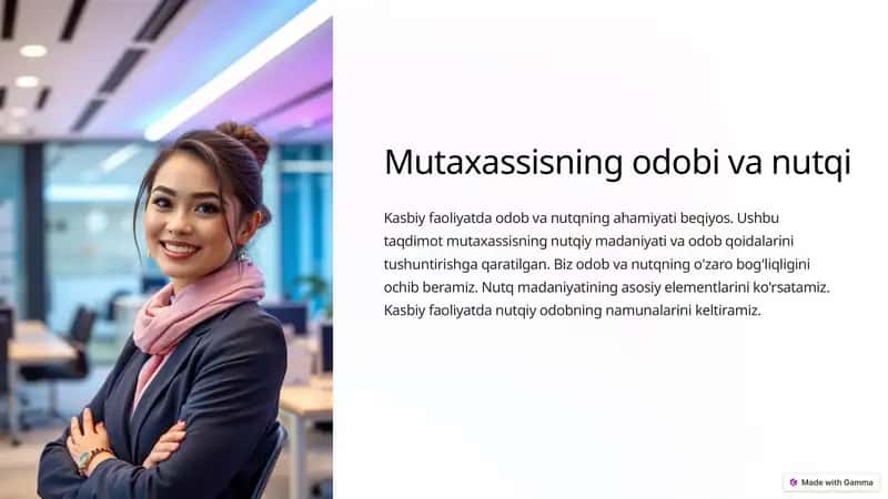 Mutaxassisning odobi va nutqi