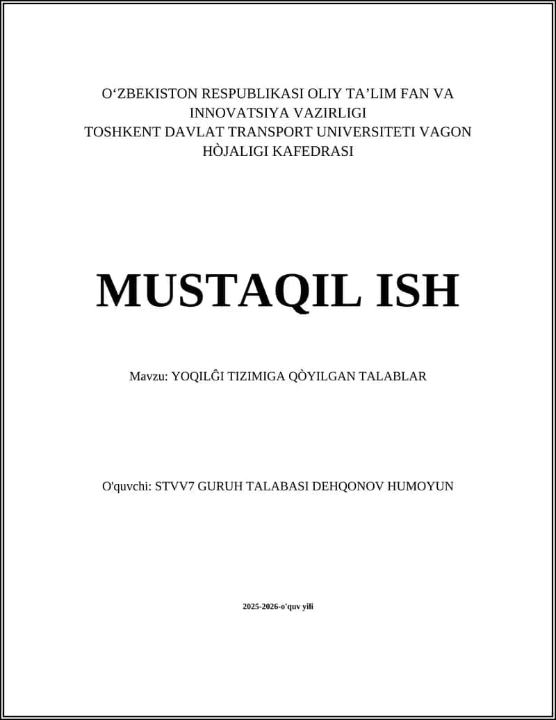 Yoqilg'i bak va rezervuar materiallari hamda konstruksion talablar