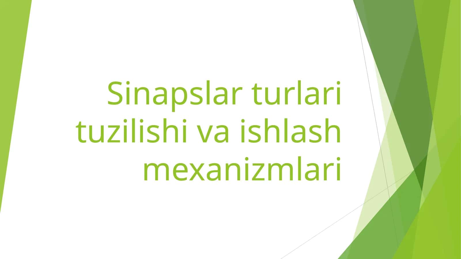 Sinapslar turlari tuzilishi va ishlash mexanizmlari