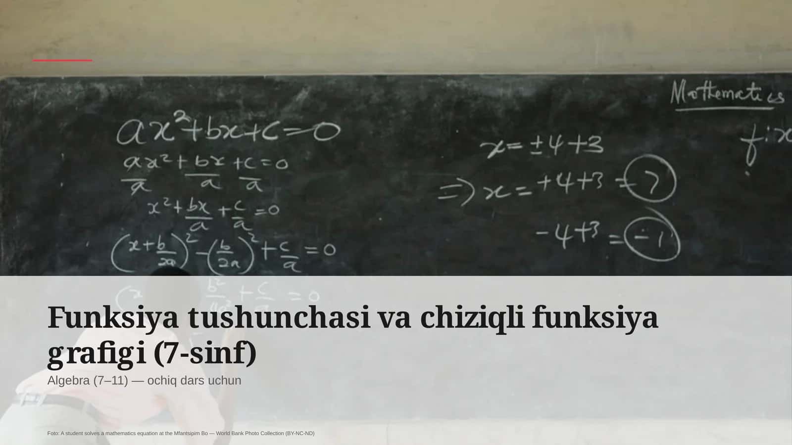 Funksiya tushunchasi va chiziqli funksiya grafigi (7-sinf)