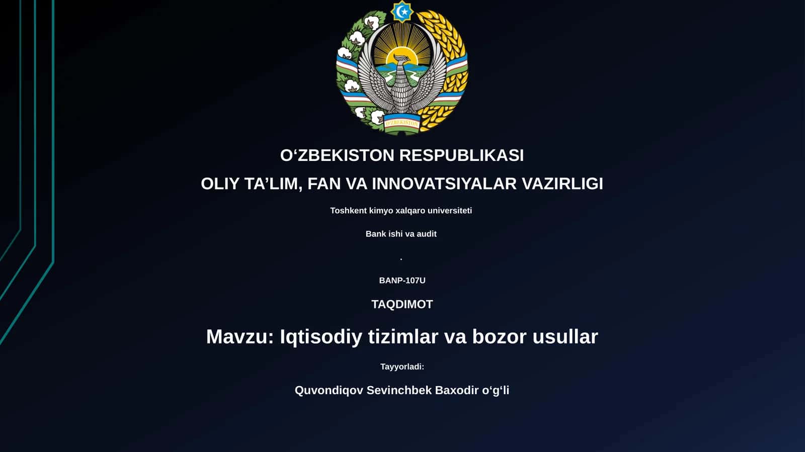 Iqtisodiy tizimlar va bozor usullari