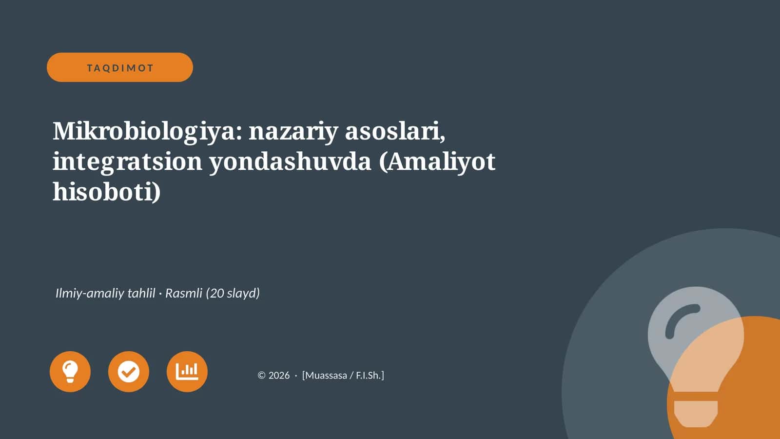 Mikrobiologiya: nazariy asoslari, integratsion yondashuvda (Amaliyot hisoboti)