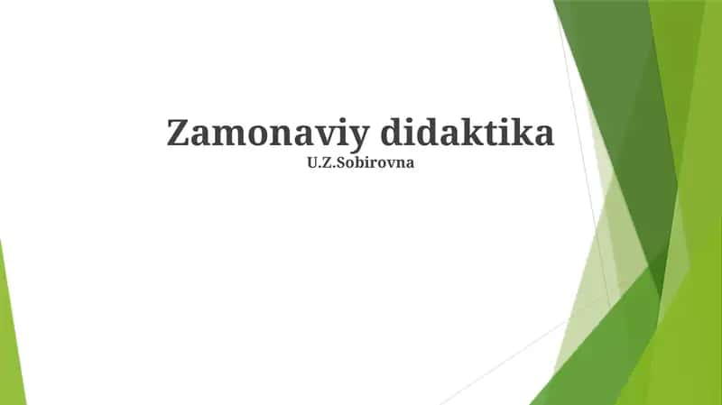 Zamonaviy didaktika