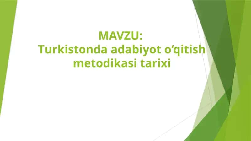 Turkistonda adabiyot o‘qitish metodikasi tarixi