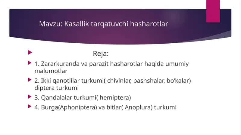 Kasallik tarqatuvchi hasharotlar