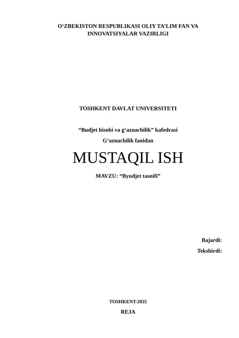 Byudjet tasnifi 1