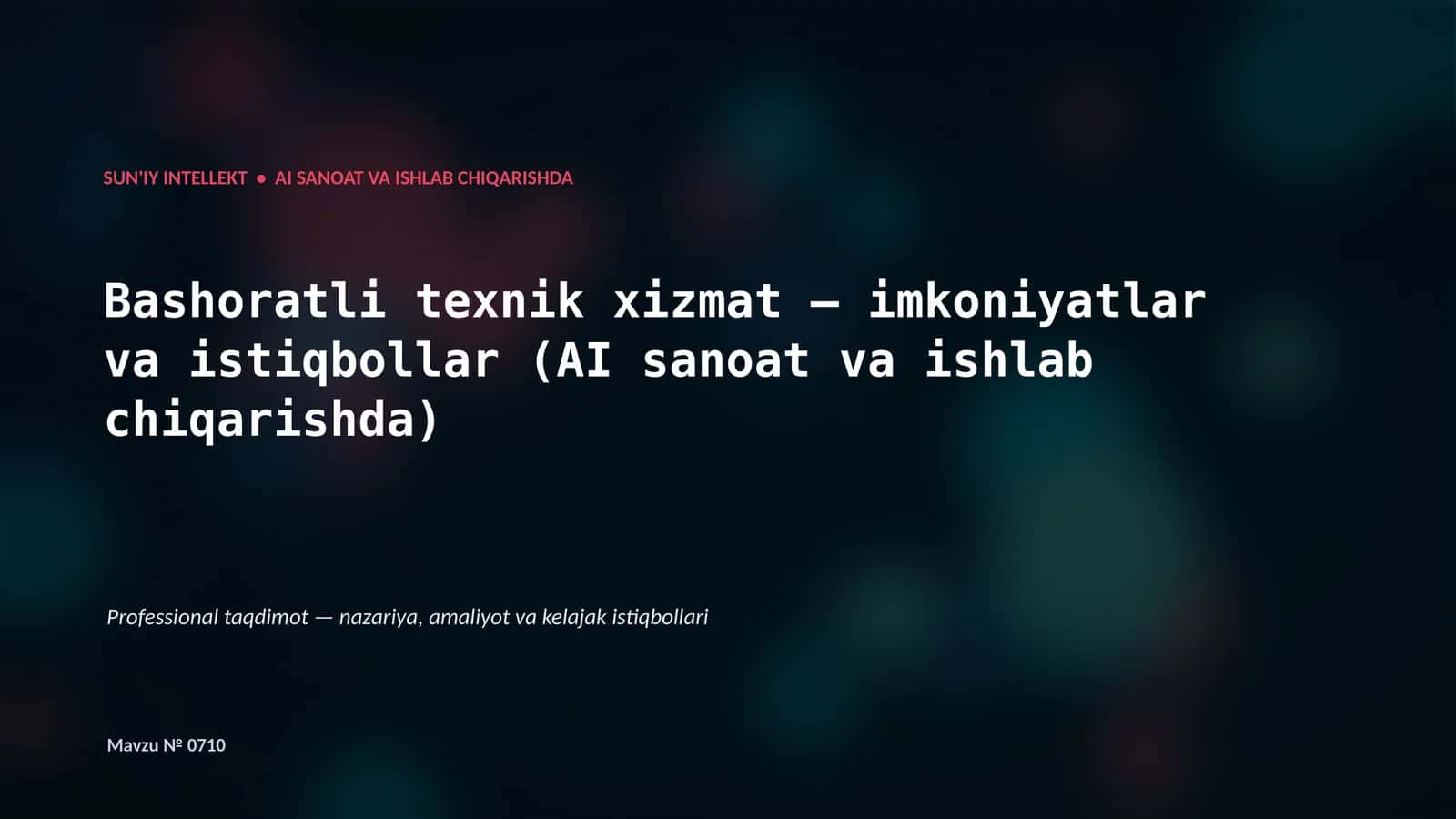 AI sanoat va ishlab chiqarishda