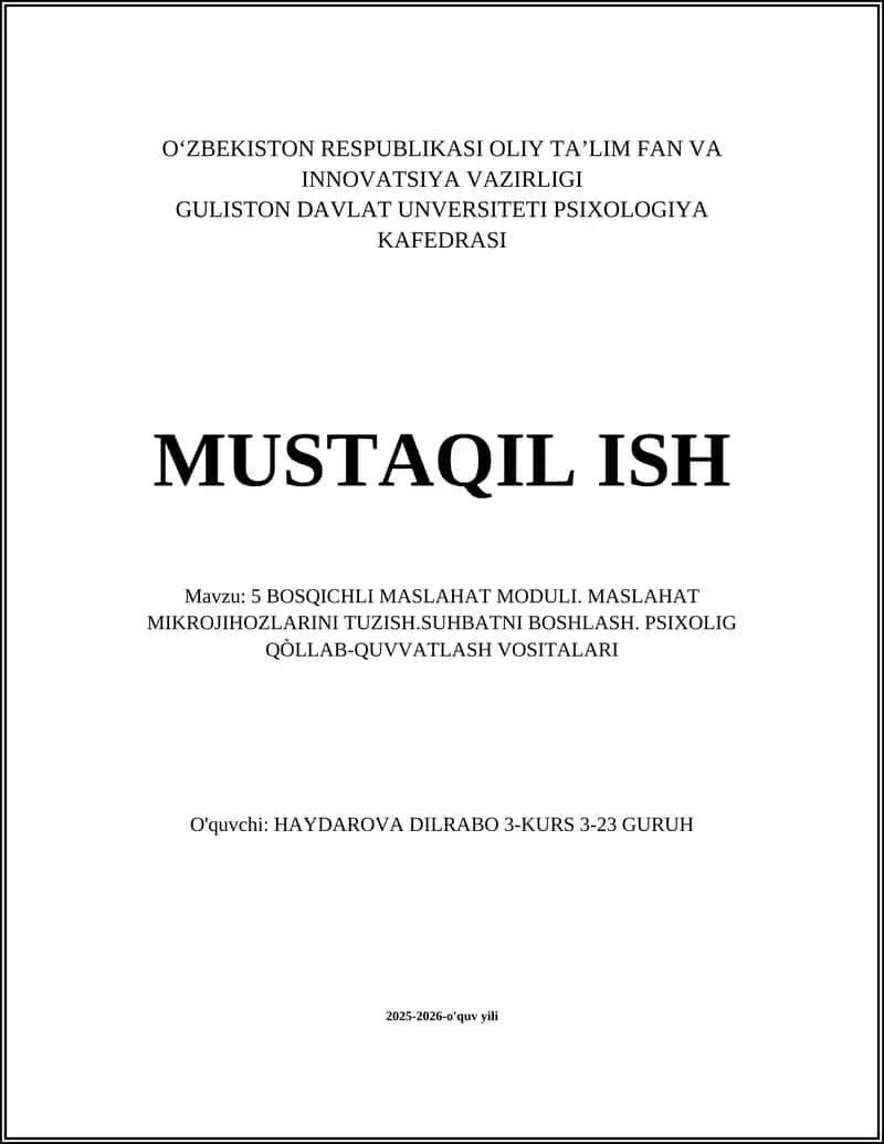 5 bosqichli maslahat moduli