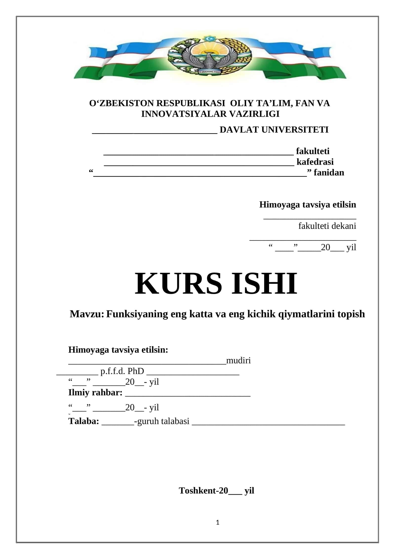 Funksiyaning eng katta va eng kichik qiymatlarini topish